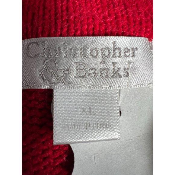 Christopher & Banks Snowman Zip Sweater Vest XL Red Snowman Cotton Ramie Blend - Picture 16 of 16